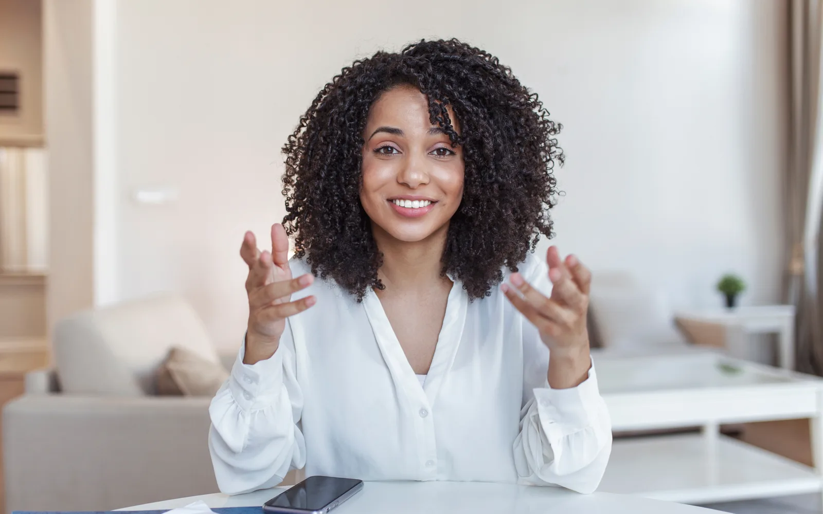 A patient on a video consultation from home