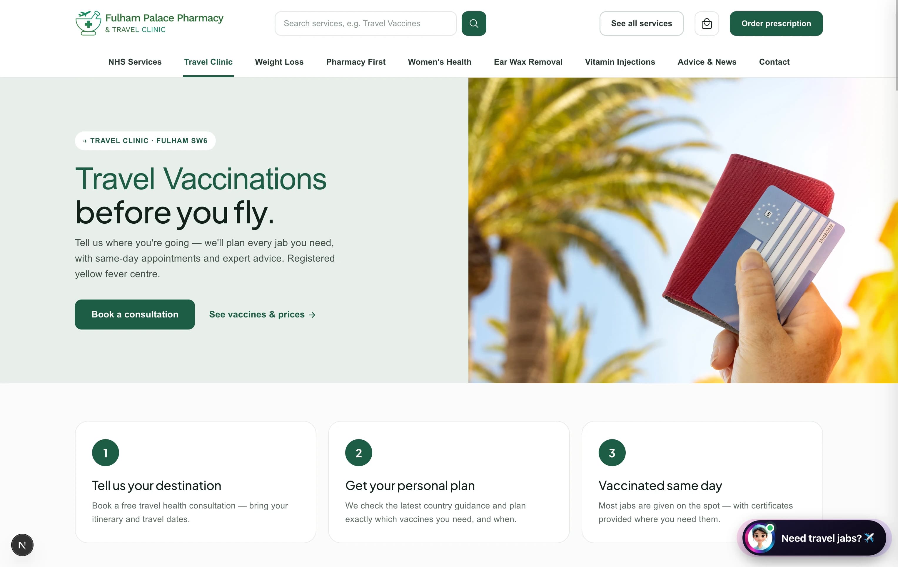 Fulham Palace Pharmacy website